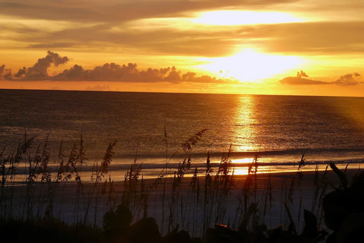 View of Anna Maria Island beach during sunset. 