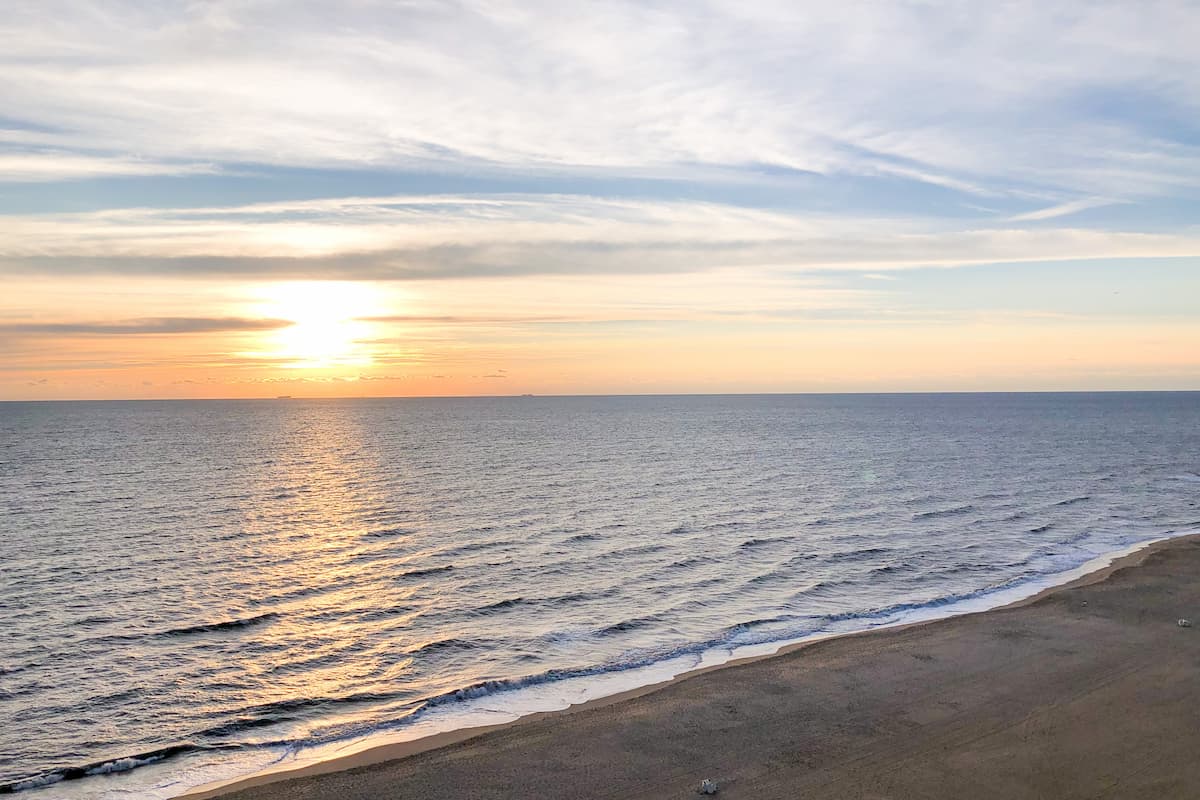 View of Virginia Beach during sunset.