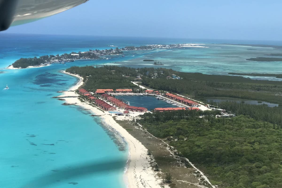 Aerial view of Bimini Cove Resort and Marina.