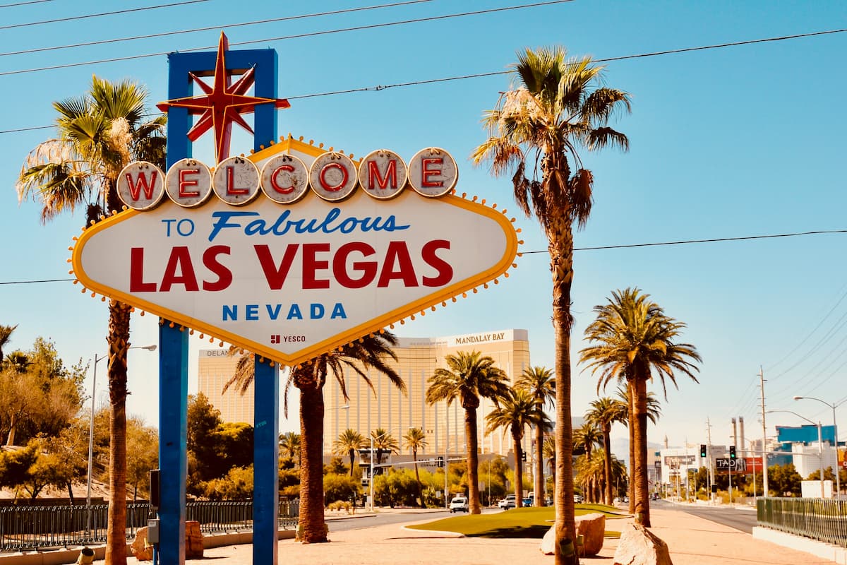 "Welcome to Fabulous Las Vegas Nevada" signage. 